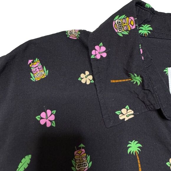 Tipsy Elves Men's Tiki Drinki Black Hawaiian Button Up Size XL - Picture 3 of 9